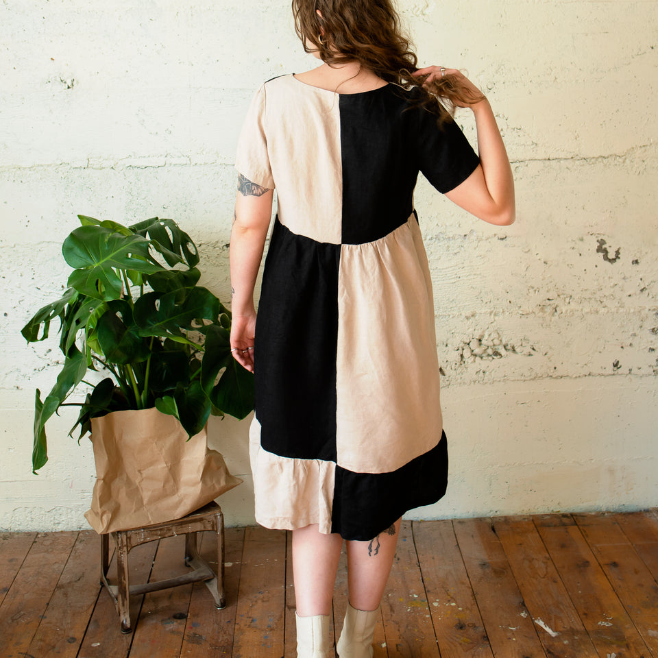 Quilted Billie Dress - B/W